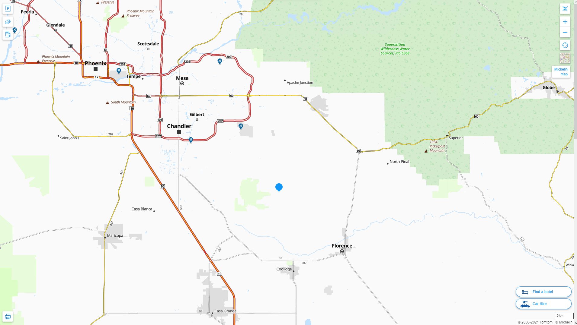 San Tan Valley Arizona Highway and Road Map